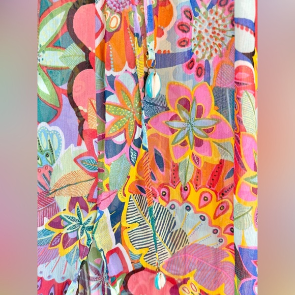 Bleu Rod Beattie make it pop floral Hawaiian Swimsuit Coverup dress Size M - Picture 5 of 9